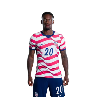 United States National Soccer Team 2026 FIFA World Cup Jersey (Player Version and Match Version) – Forwards: No. 19 Haji WRIGHT, No. 20 Folarin BALOGUN,No. 21 Timothy WEAH,No. 26 Alex ZENDEJAS