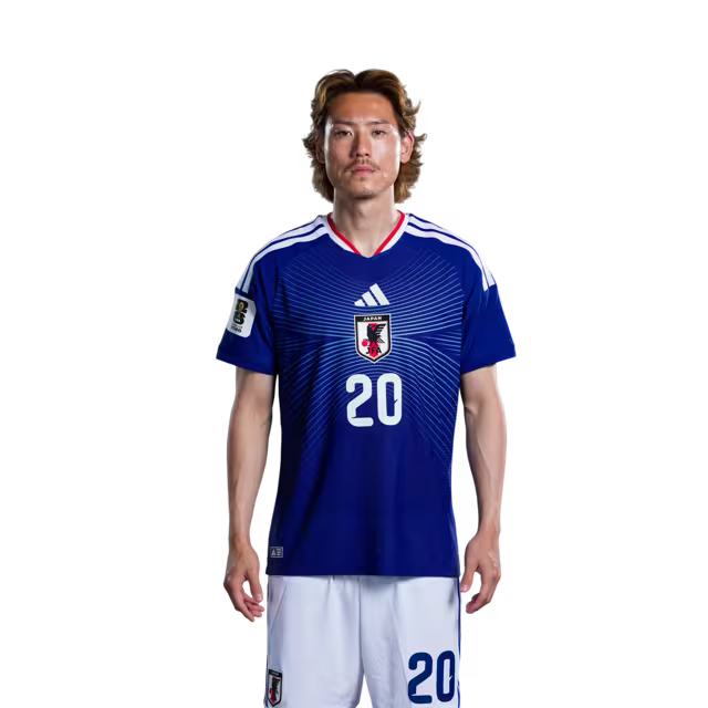 Japan National Football Team 2026 World Cup Jersey (Player Version/Match Version) — Defenders: No. 5 Yuto Nagatomo, No. 16 Tsuyoshi Watanabe, No. 20 Ayumu Seko/2026年ワールドカップ日本代表 ユニフォーム（選手バージョン／試合バージョン） DF：No.5 長友佑都、No.16 渡辺剛、No.20 瀬古歩夢