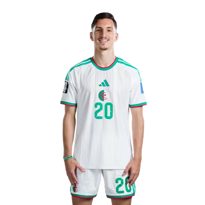 Algeria national football team 2026 World Cup jersey (player/match version) — Forwards: No. 12 Nadir Benbouali, No. 18 Mohamed Amoura, No. 20 Adel Boulbina, No. 25 Fares Ghedjemis./قميص المنتخب الجزائري لكرة القدم لكأس العالم 2026