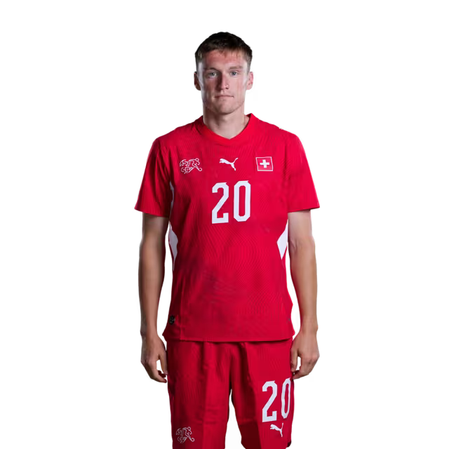 Switzerland National Team 2026 Jersey (Player Version) – Midfielders: No. 20 Michel Aebischer, No. 22 Fabian Rieder / Mittelfeldspieler: Nr. 20 Michel Aebischer, Nr. 22 Fabian Rieder