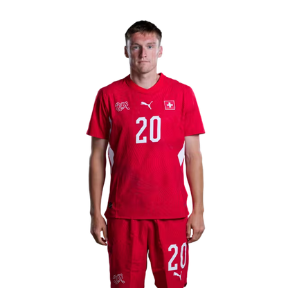 Switzerland National Team 2026 Jersey (Player Version) – Midfielders: No. 20 Michel Aebischer, No. 22 Fabian Rieder / Mittelfeldspieler: Nr. 20 Michel Aebischer, Nr. 22 Fabian Rieder