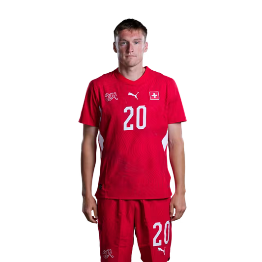 Switzerland National Team 2026 Jersey (Player Version) – Midfielders: No. 20 Michel Aebischer, No. 22 Fabian Rieder / Mittelfeldspieler: Nr. 20 Michel Aebischer, Nr. 22 Fabian Rieder