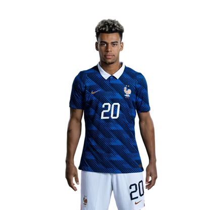 France National Football Team 2026 World Cup Jersey (Player Version/Match Issue) — Forwards: No. 11 Michael Olise, No. 12 Bradley Barcola, No. 20 Désiré Doué, No. 22 Jean-Philippe Mateta / Maillot de l'équipe de France de football pour la Coupe du Monde