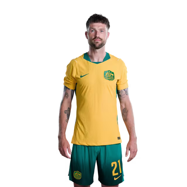 Australia National Soccer Team 2026 FIFA World Cup Jerseys (Player Version and Match Version) – Defenders: #16 Aziz BEHICH,#19 Harry SOUTTAR, #21 Cameron BURGESS, #25 Lucas HERRINGTON