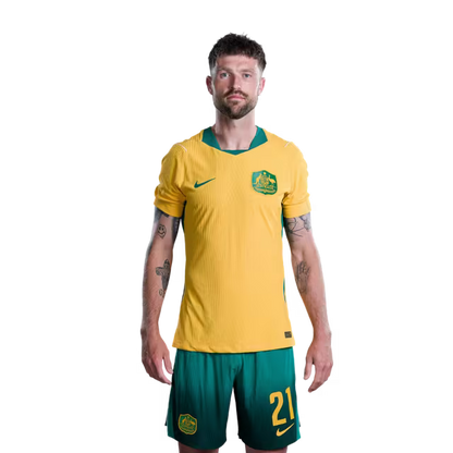 Australia National Soccer Team 2026 FIFA World Cup Jerseys (Player Version and Match Version) – Defenders: #16 Aziz BEHICH,#19 Harry SOUTTAR, #21 Cameron BURGESS, #25 Lucas HERRINGTON