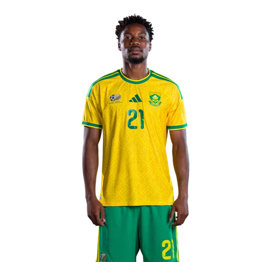 South Africa National Football Team 2026 World Cup Jersey (Player Version/Match Version) — Defenders: No.20 Khuliso MUDAU, No.21 Ime OKON,No.24 Olwethu MAKHANYA, No.26 Bradley Cross