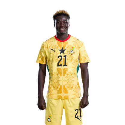 Ghana National Football Team 2026 World Cup Jersey (Player Version/Match Version) — Defenders: No.21 Kojo Peprah OPPONG, No.23 Derrick LUCKASSEN,No.26 Marvin SENAYA