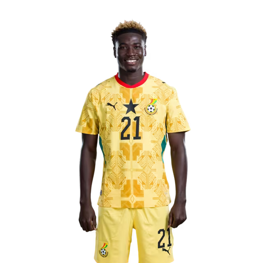 Ghana National Football Team 2026 World Cup Jersey (Player Version/Match Version) — Defenders: No.21 Kojo Peprah OPPONG, No.23 Derrick LUCKASSEN,No.26 Marvin SENAYA