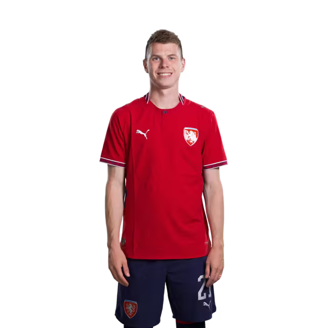 Czech Republic National Football Team 2026 World Cup Jersey (Player/Match Version) — Defenders: No. 14 David Jurásek, No. 20 Jaroslav Zelený, No. 21 David Douděra/ Obránci: č. 14 David JURÁŠEK, č. 20 Jaroslav ZELENÝ, č. 21 David DOUDERA