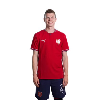 Czech Republic National Football Team 2026 World Cup Jersey (Player/Match Version) — Defenders: No. 14 David Jurásek, No. 20 Jaroslav Zelený, No. 21 David Douděra/ Obránci: č. 14 David JURÁŠEK, č. 20 Jaroslav ZELENÝ, č. 21 David DOUDERA