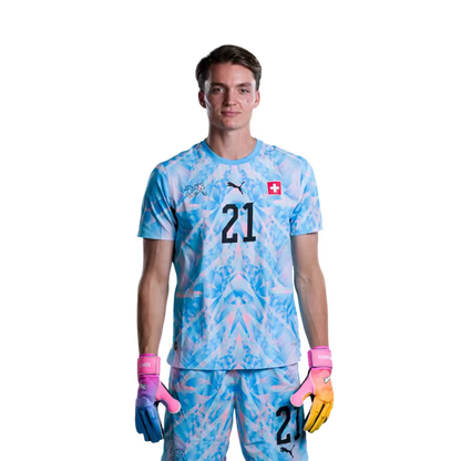 Switzerland National Team 2026 Jersey (Player Version) — Goalkeepers: No. 1 Gregor Kobel, No. 12 Yvon Mvogo, No. 21 Marvin Keller / Torhüter: Nr. 1 Gregor Kobel, Nr. 12 Yvon Mvogo, Nr. 21 Marvin Keller