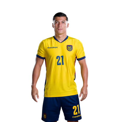 Ecuador National Football Team 2026 World Cup Jersey (Player Version/Match Issue) — Midfielders: No. 21 Alan Franco, No. 23 Moisés Caicedo/ Centrocampistas: N.° 21 Alan Franco, N.° 23 Moisés Caicedo