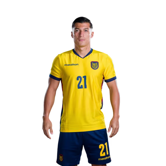 Ecuador National Football Team 2026 World Cup Jersey (Player Version/Match Issue) — Midfielders: No. 21 Alan Franco, No. 23 Moisés Caicedo/ Centrocampistas: N.° 21 Alan Franco, N.° 23 Moisés Caicedo