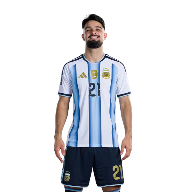 Argentina National Football Team 2026 World Cup Jersey (Player Version/Match Version) — Midfielders: No.17 Giuliano SIMEONE, No.18 Nico PAZ, No.21 Jose Manuel LOPEZ, No. 22 Lautaro MARTINEZ / Camiseta de la selección argentina de fútbol