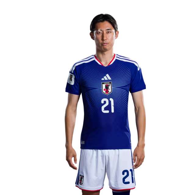 Japan National Football Team 2026 World Cup Jersey (Player Version/Match Kit) — Defenders: No. 21 Hiroki Ito, No. 22 Takehiro Tomiyasu, No. 25 Junya Suzuki/サッカー日本代表 2026年ワールドカップ用ユニフォーム（選手仕様／マッチモデル） — ディフェンダー：No.21 伊藤洋輝、No.22 冨安健洋、No.25 鈴木準弥