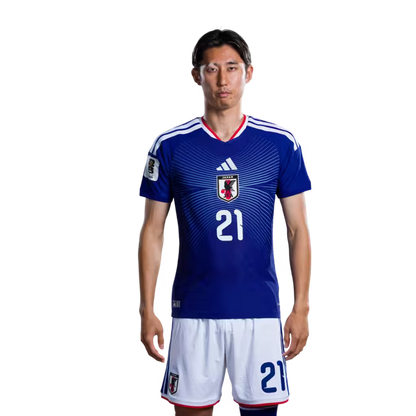 Japan National Football Team 2026 World Cup Jersey (Player Version/Match Kit) — Defenders: No. 21 Hiroki Ito, No. 22 Takehiro Tomiyasu, No. 25 Junya Suzuki/サッカー日本代表 2026年ワールドカップ用ユニフォーム（選手仕様／マッチモデル） — ディフェンダー：No.21 伊藤洋輝、No.22 冨安健洋、No.25 鈴木準弥