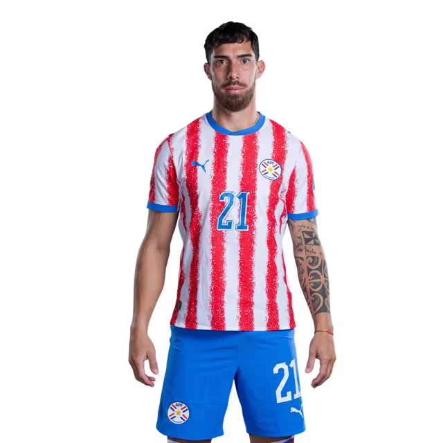 Paraguay National Football Team 2026 World Cup Jerseys (Player/Match Version) — Forwards: No. 19 Julio Enciso, No. 21 Gabriel Ávalos, No. 25 Isidro Pitta / Delantero: No 19 Julio ENCISO, No 21 Gabriel AVALOS,No. 25 Isidro PITTA rehegua
