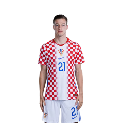 Croatia National Team 2026 World Cup Jersey (Player Version/Match Version) — Midfielders: No. 17 Petar Sučić, No. 19 Toni Fruk, No. 21 Luka Sučić / Veznjaci: Br. 17 Petar SUCIĆ, Br. 19 Toni FRUK, Br. 21 Luka SUCIĆ