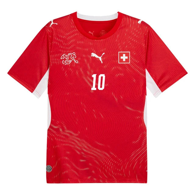 2026 World Cup Xhaka Switzerland Soccer Jersey Player Version  Match Version - No.10 Home Red and Away Green.