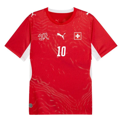 2026 World Cup Xhaka Switzerland Soccer Jersey Player Version  Match Version - No.10 Home Red and Away Green.