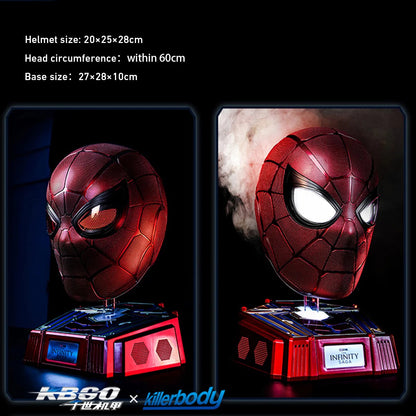 Hardcore Iron Spider-Man 1:1 Collectible Helmet with Built-in Bluetooth Speaker | Realistic Blinking Eyes & Touch/Remote Control