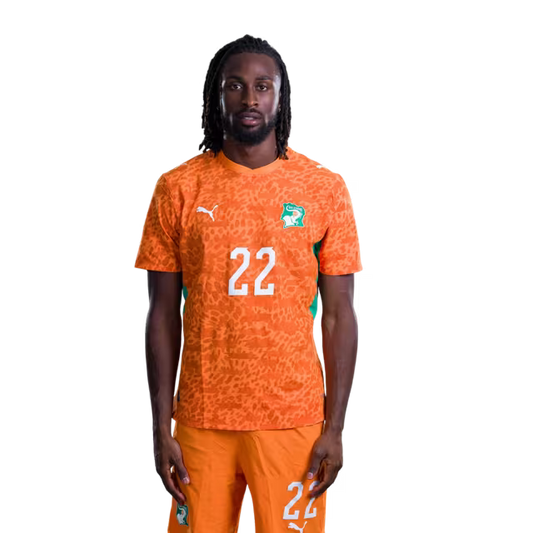 Côte d'Ivoire National Football Team 2026 World Cup Jersey (Player/Match Version) — Forwards: No. 19 Nicolas Pépé, No. 22 Evann Guessand, No. 24 Bazoumana Touré/ Attaquants : n°19 Nicolas PEPE, n°22 Evann GUESSAND, n°24 Bazoumana TOURE