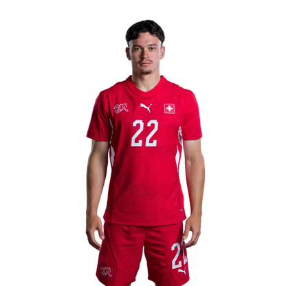 Switzerland National Team 2026 Jersey (Player Version) – Midfielders: No. 20 Michel Aebischer, No. 22 Fabian Rieder / Mittelfeldspieler: Nr. 20 Michel Aebischer, Nr. 22 Fabian Rieder
