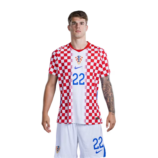Croatia National Team 2026 World Cup Jersey (Player Version/Match Version) — Defenders: No. 22 Luka Vušković, No. 25 Martin Erlić / Obrambeni igrači: Br. 22 Luka VUSKOVIĆ, Br. 25 Martin ERLIĆ