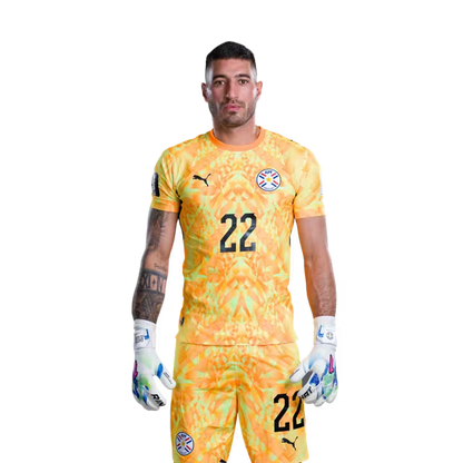 Paraguay National Football Team 2026 World Cup Jersey (Player Version/Match Version) — Goalkeepers: No. 1 Gatito Fernández, No. 12 Orlando Gill, No. 22 Gastón Olveira / Porteros: No 1 Gatito FERNANDEZ, No 12 Orlando GILL,No. 22 Gastón OLVEIRA rehegua