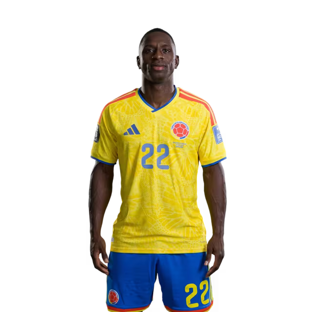 Colombia National Football Team 2026 World Cup Jersey (Player Version/Match Version) — Defenders: No. 18 Willer Ditta, No. 22 Deiver Machado, No. 23 Davinson Sánchez/ Defensas: N.º 18 Willer DITTA, N.º 22 Deiver MACHADO, N.º 23 Davinson SÁNCHEZ