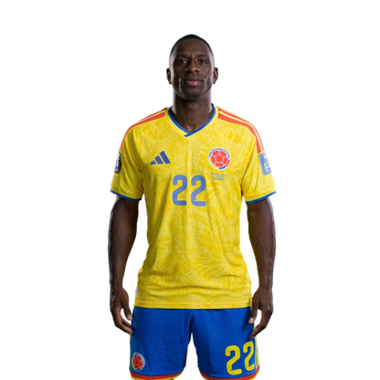 Colombia National Football Team 2026 World Cup Jersey (Player Version/Match Version) — Defenders: No. 18 Willer Ditta, No. 22 Deiver Machado, No. 23 Davinson Sánchez/ Defensas: N.º 18 Willer DITTA, N.º 22 Deiver MACHADO, N.º 23 Davinson SÁNCHEZ