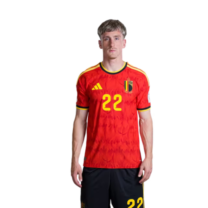 Belgium National Football Team – 2026 World Cup Jersey (Player Version/Match Issue) – Midfielders: No. 19 Diego Moreira, No. 20 Hans Vanaken, No. 22 Alexis Saelemaekers/ Middenvelders: nr. 19 Diego MOREIRA, nr. 20 Hans VANAKEN, nr. 22 Alexis SAELEMAEKERS
