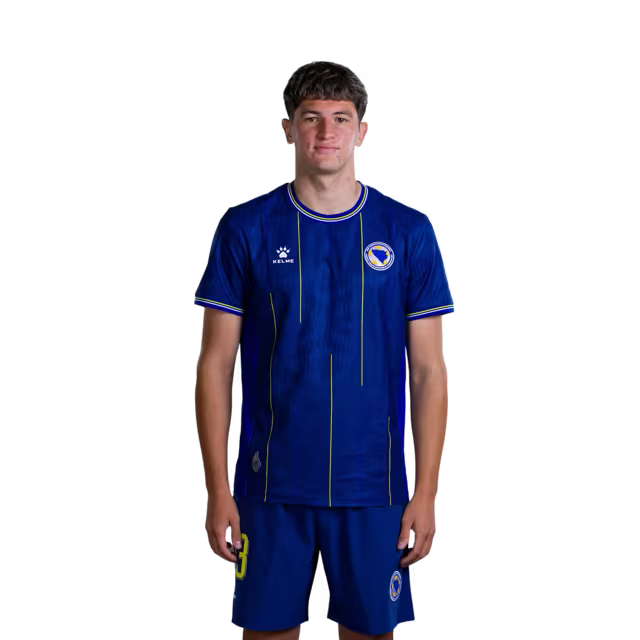 Bosnia and Herzegovina 2026 World Cup Jersey – Player Version – Match Version – Defenders: No. 21 Stjepan Radeljić, No. 23 Arjan Malić / Odbrambeni igrači: Br. 21 Stjepan RADELJIĆ, Br. 23 Arjan MALIĆ