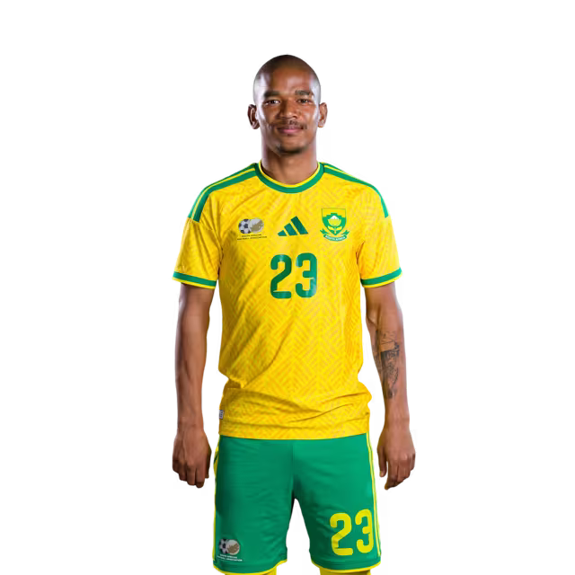 South Africa National Football Team 2026 World Cup Jersey (Player Version/Match Version) — Midfielders: No.13 Sphephelo SITHOLE, No.23 Jayden ADAMS