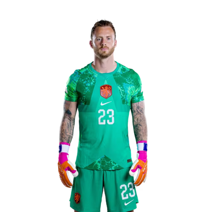 Netherlands National Team 2026 World Cup Jersey (Player/Match Version) — Goalkeepers: No. 1 Bart Verbruggen, No. 13 Robin Roefs, No. 23 Mark Flekken / Keepers: nr. 1 Bart Verbruggen, nr. 13 Robin ROEFS, nr. 23 Mark FLEKKEN
