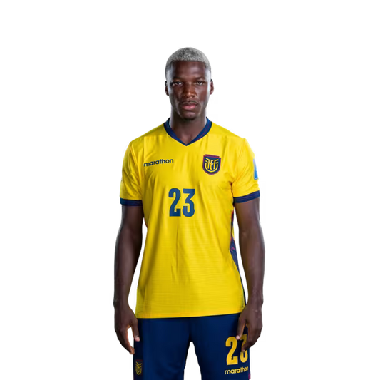 Ecuador National Football Team 2026 World Cup Jersey (Player Version/Match Issue) — Midfielders: No. 21 Alan Franco, No. 23 Moisés Caicedo/ Centrocampistas: N.° 21 Alan Franco, N.° 23 Moisés Caicedo