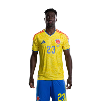 Colombia National Football Team 2026 World Cup Jersey (Player Version/Match Version) — Defenders: No. 18 Willer Ditta, No. 22 Deiver Machado, No. 23 Davinson Sánchez/ Defensas: N.º 18 Willer DITTA, N.º 22 Deiver MACHADO, N.º 23 Davinson SÁNCHEZ