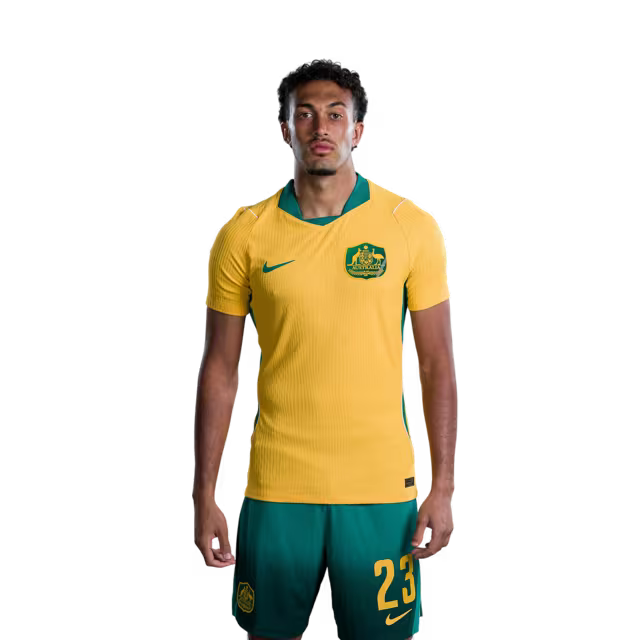 Australia National Soccer Team 2026 FIFA World Cup Jerseys (Player Version and Match Version) – Forwards: #23 Nishan VELUPILLAY,#26 Tete YENGI
