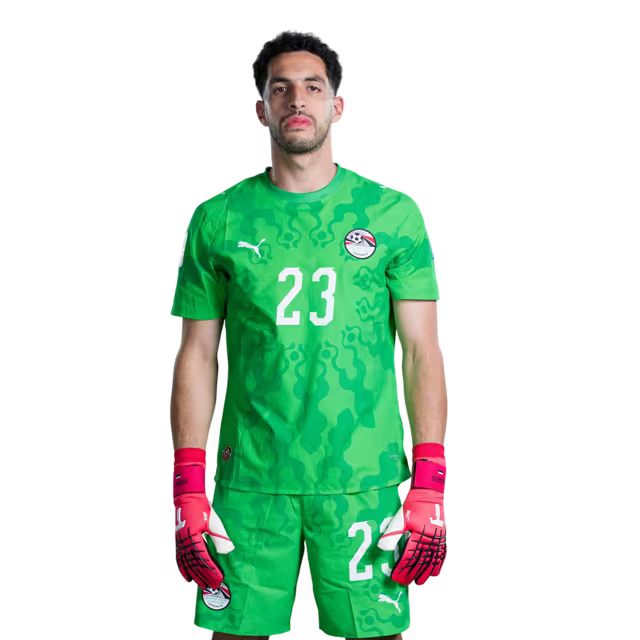 Egypt National Football Team 2026 World Cup Jersey (Player/Match Version) — Goalkeepers: No. 1 Mohamed El Shenawy, No. 16 El Mahdy Soliman, No. 23 Mostafa Shobeir, No. 26 Mohamed Alaa./ قميص المنتخب المصري لكرة القدم لكأس العالم