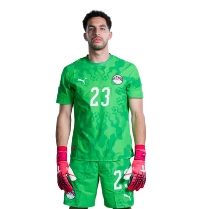 Egypt National Football Team 2026 World Cup Jersey (Player/Match Version) — Goalkeepers: No. 1 Mohamed El Shenawy, No. 16 El Mahdy Soliman, No. 23 Mostafa Shobeir, No. 26 Mohamed Alaa./ قميص المنتخب المصري لكرة القدم لكأس العالم