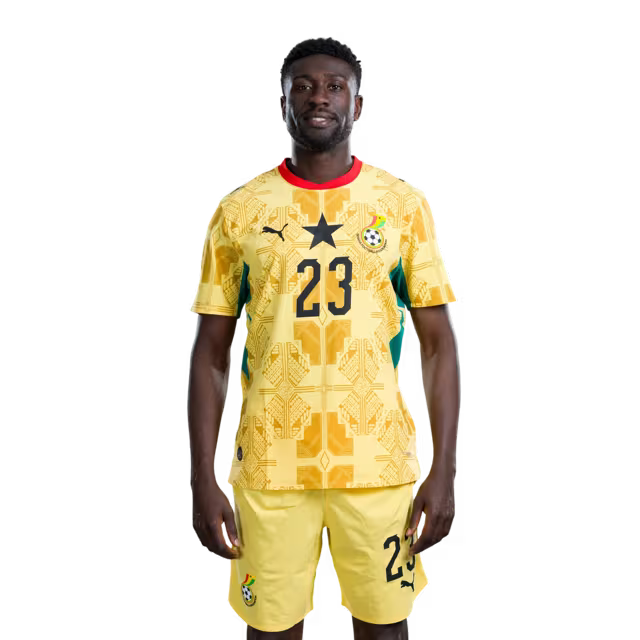 Ghana National Football Team 2026 World Cup Jersey (Player Version/Match Version) — Defenders: No.21 Kojo Peprah OPPONG, No.23 Derrick LUCKASSEN,No.26 Marvin SENAYA