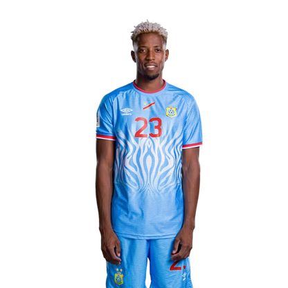 Congo DR National Football Team 2026 World Cup Jersey (Player Version/Match Version) — Forwards: No.17 Cedric BAKAMBU, No.19 Fiston MAYELE, No.20 Yoane WISSA, No. 23 Simon BANZA / République démocratique du Congo