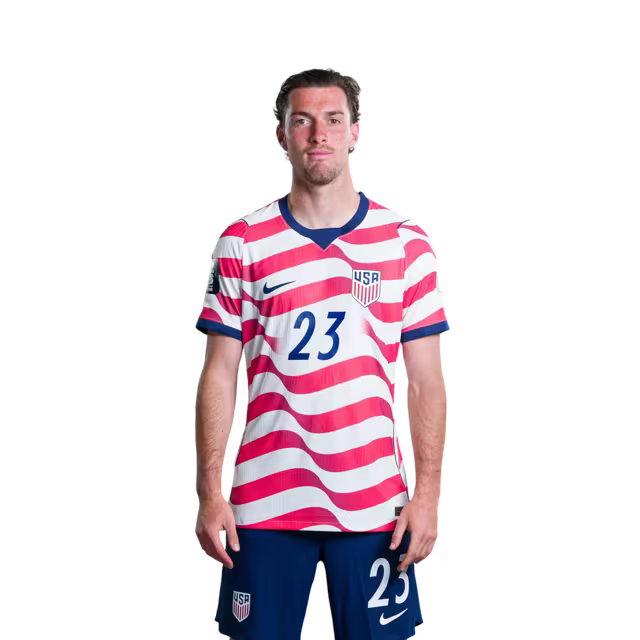 USA 2026 World Cup Jersey - Player Version - Match Version - Defenders: 16 Alex FREEMAN, 18 Max ARFSTEN, 22 Mark McKENZIE,23 Joe SCALLY