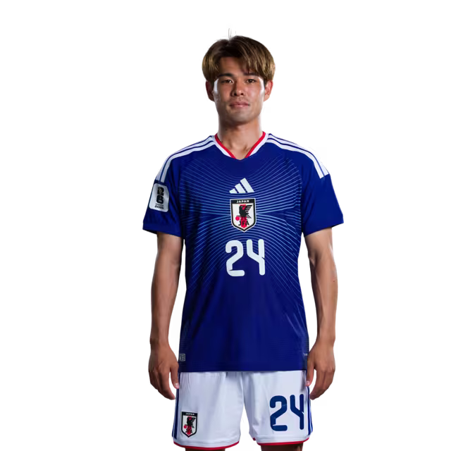 Japan National Football Team 2026 World Cup Jersey (Player Version/Match Kit) — Midfielders: No. 15 Daichi Kamada, No. 17 Yuito Suzuki, No. 24 Kaishu Sano/サッカー日本代表 2026年ワールドカップ用ユニフォーム（選手仕様／マッチモデル） — MF：No.15 鎌田大地、No.17 鈴木唯人、No.24 佐野海舟