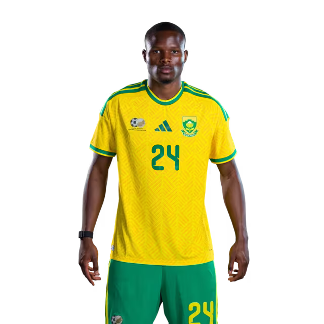 South Africa National Football Team 2026 World Cup Jersey (Player Version/Match Version) — Defenders: No.20 Khuliso MUDAU, No.21 Ime OKON,No.24 Olwethu MAKHANYA, No.26 Bradley Cross