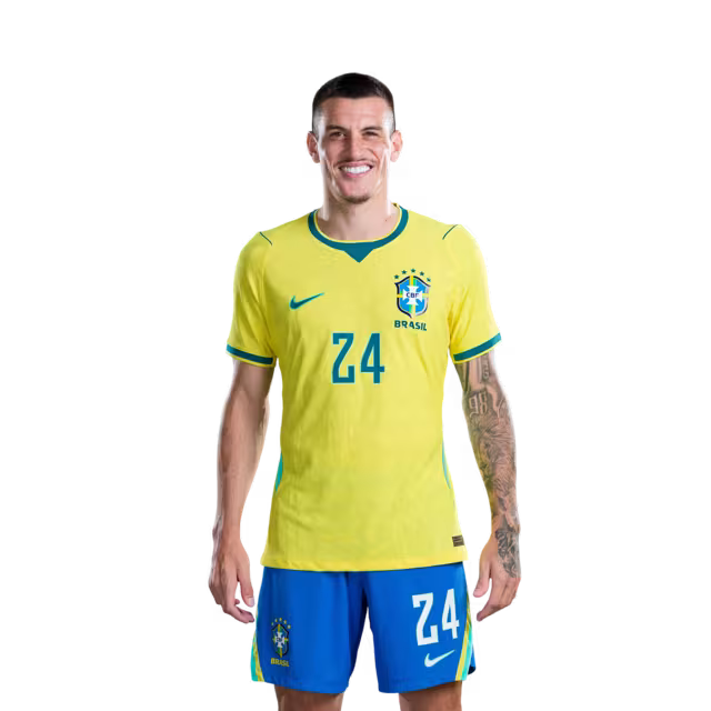Brazil National Team 2026 World Cup Jersey (Player Version/Match Version) — Defenders: No. 16 Douglas Santos, No. 24 Roger Ibanez/ Defensores: Nº 16 DOUGLAS SANTOS, Nº 24 ROGER IBANEZ