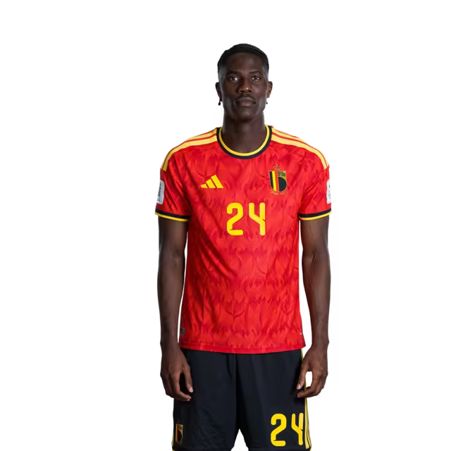 Belgium National Football Team – 2026 World Cup Jersey (Player Version/Match Issue) – Midfielders: No. 23 Nicolas Raskin, No. 24 Amadou Onana/ Middenvelders: nr. 23 Nicolas RASKIN, nr. 24 Amadou ONANA