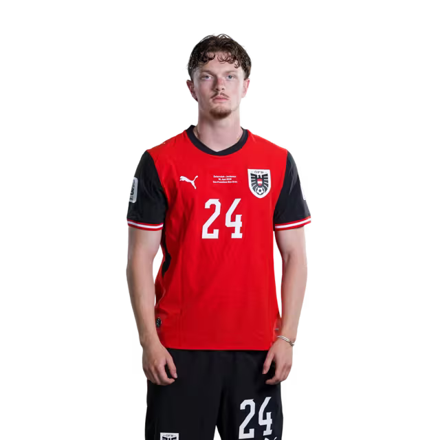 Austria National Team 2026 World Cup Jersey (Player Version/Match Issue) — Midfielders: No. 24 Paul Wanner, No. 26 Alessandro Schöpf/Mittelfeldspieler: Nr. 24 Paul WANNER, Nr. 26 Alessandro SCHÖPF