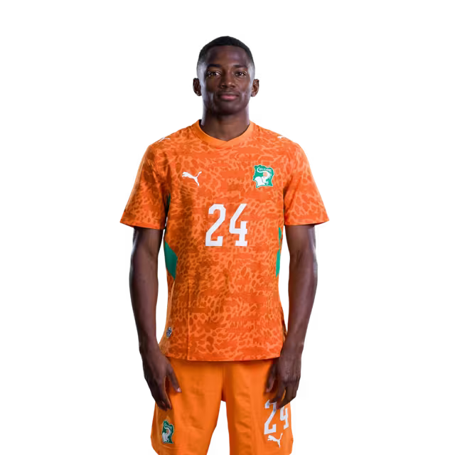 Côte d'Ivoire National Football Team 2026 World Cup Jersey (Player/Match Version) — Forwards: No. 19 Nicolas Pépé, No. 22 Evann Guessand, No. 24 Bazoumana Touré/ Attaquants : n°19 Nicolas PEPE, n°22 Evann GUESSAND, n°24 Bazoumana TOURE