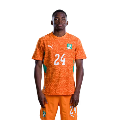 Côte d'Ivoire National Football Team 2026 World Cup Jersey (Player/Match Version) — Forwards: No. 19 Nicolas Pépé, No. 22 Evann Guessand, No. 24 Bazoumana Touré/ Attaquants : n°19 Nicolas PEPE, n°22 Evann GUESSAND, n°24 Bazoumana TOURE